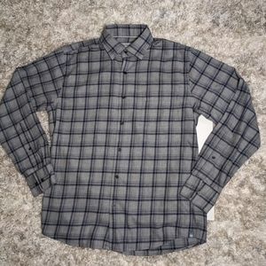 Peter Millar button down shirt in gray check pattern size medium